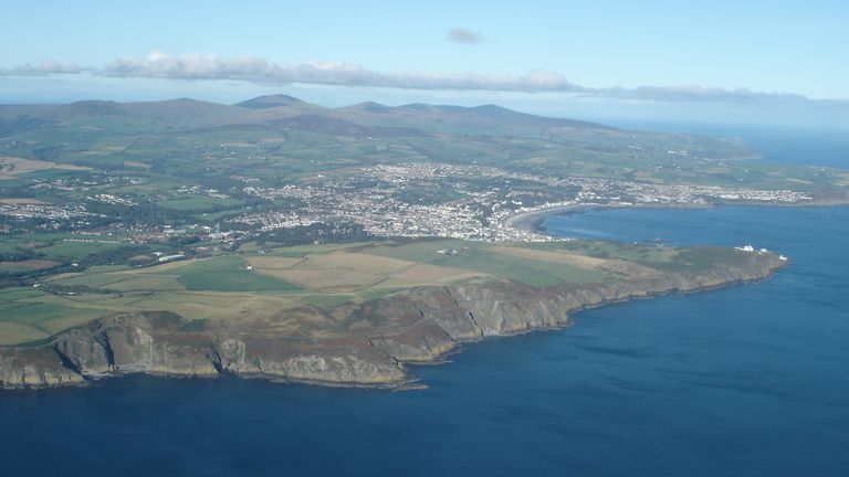Aerial view Douglas, Isle of Man stock photo
            