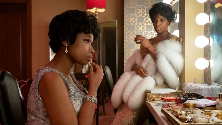 Jennifer Hudson as Aretha Franklin and Mary J Blige as Dinah Washington in Respect. Pic: Quantrell D Colbert/ Metro-Goldwyn-Mayer Pictures