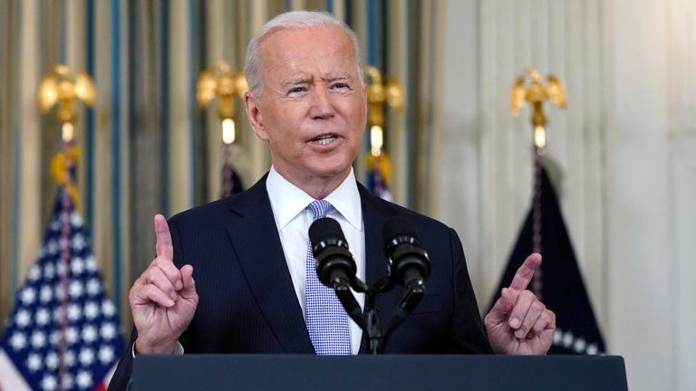 Pic: AP
President Joe Biden speaks about  the COVID-19 response and vaccinations in the State Dining Room of the White House, Friday, Sept. 24, 2021, in Washington. (AP Photo/Patrick Semansky)