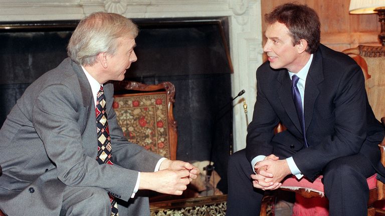 John Major, left, and Tony Blair at Chequers