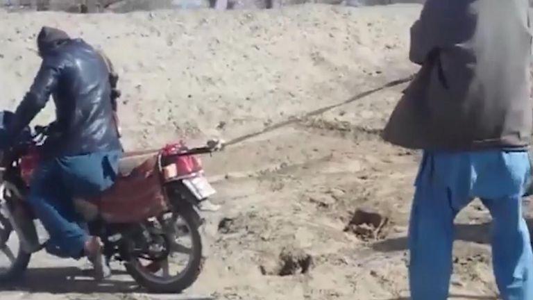 Journalist dragged by a motorbike in Afghanstan