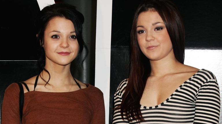 Skins stars Kathryn Prescott (left) and Megan Prescott arriving for the premiere of Jackass 3D, at BFI IMAX, Southbank in London in 2010