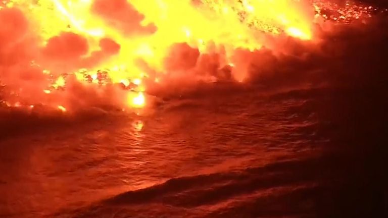 The lava looked like a &#39;giant molten waterfall&#39;