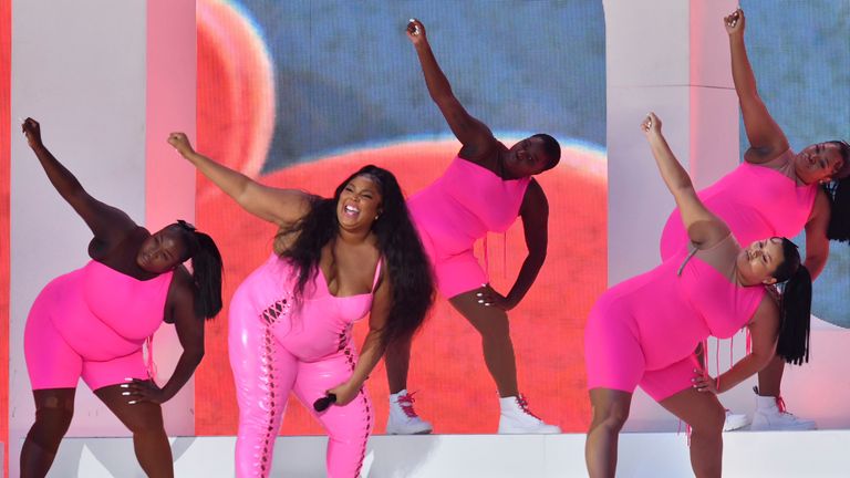 Lizzo was all smiles as she put on show for the thousands of people in New York