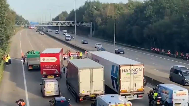 Protesters from Insulate Britain descended on the clockwise and anti-clockwise carriageway of the M25. 