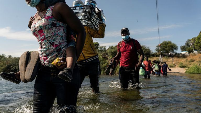 Supplies are running low in the makeshift camp, with people going back into Mexico for food and water