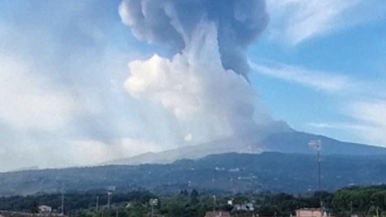Smoke pours from Mount Etna
