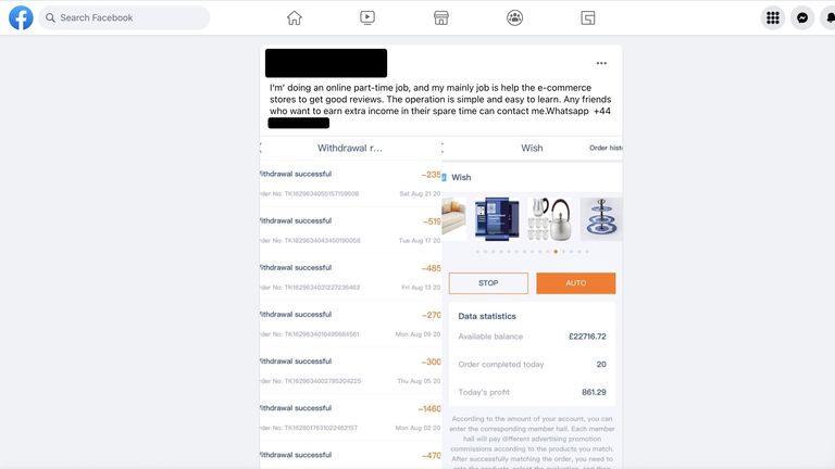 Posts on Facebook indicate users are making thousands of pounds