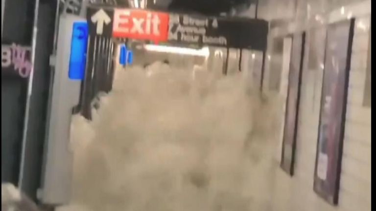 New York City Subway Stations Hit by Flash Flooding Brought On by Remnants of Ida.