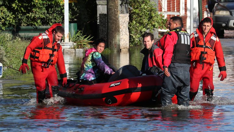 First responders pull local residents to safety in Mamaroneck, New York