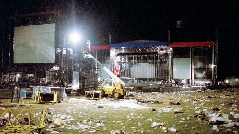 The clean-up after the Oasis Knebworth gigs. Pic: Michael Spencer Jones