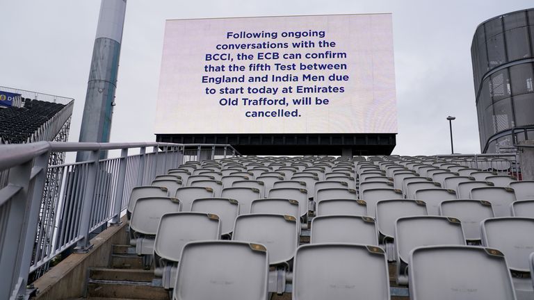 A view of a message displayed at Emirates Old Trafford in Manchester