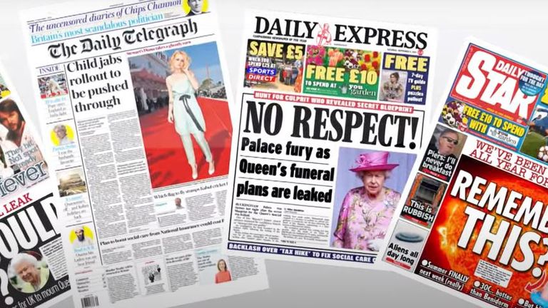 Saturday S National Newspaper Front Pages Uk News Sky News