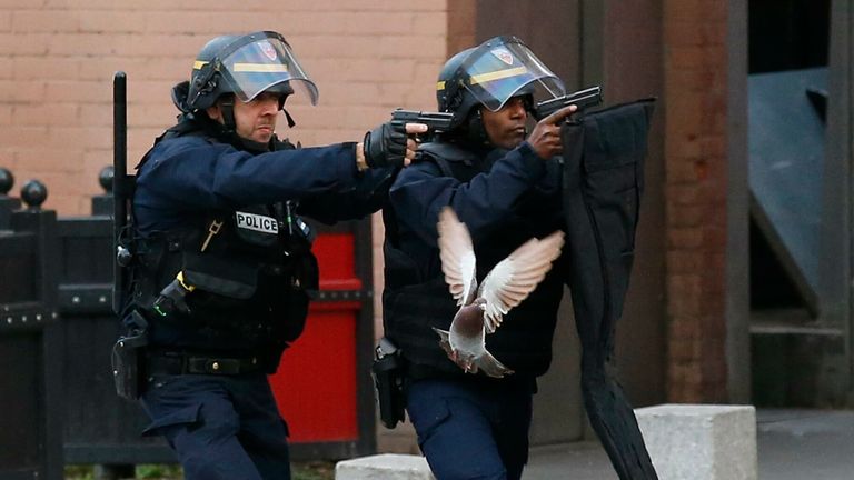 Police fired more than 5,000 rounds during a raid in Saint-Denis, in Paris. Pic: AP 