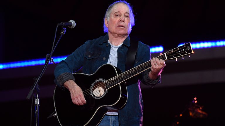 Paul Simon performed in New York for the global music event on Saturday night