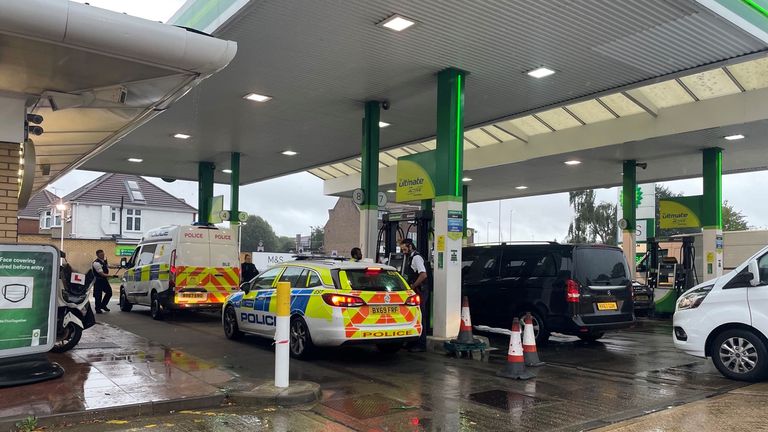 Petrol station in West London  -  received it’s fuel delivery at 7am, but queues had built long before then. Staff have been out, acting as marshals, trying to avoid queues spilling onto the A4 while getting people through as swiftly as they can. They’ve also closed off two pumps for emergency services.
