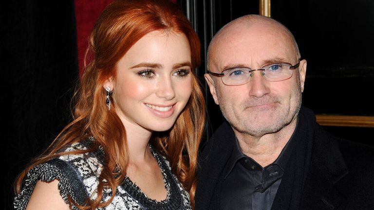 Lily Collins pictured with musician dad, Phil, in 2009. Pic: AP/Peter Kramer