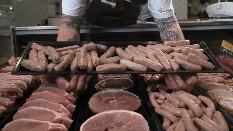 EDITORIAL USE ONLY File photo dated 22/02/21 of pork products at a butchers. Eating red and processed meat is linked to an increased risk of heart disease, according to a large-scale review by scientists. Issue date: Wednesday July 21, 2021.