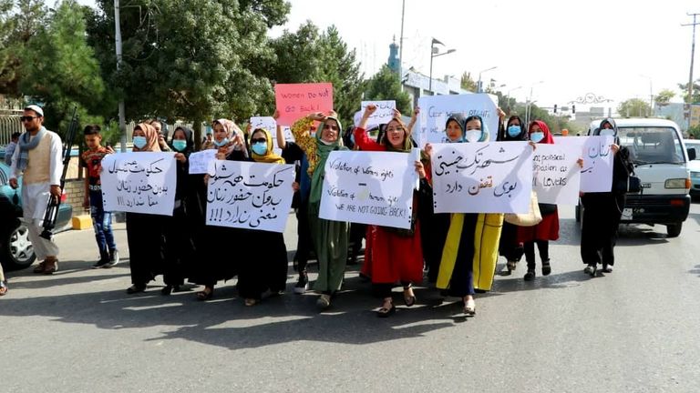 Afghan women protest in Mazar-e-Sharif  