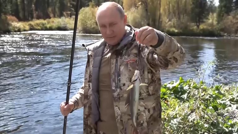 Putin was fishing and walking through lush meadows, talking to defence minister Sergei Shoigu, his usual holiday companion.
