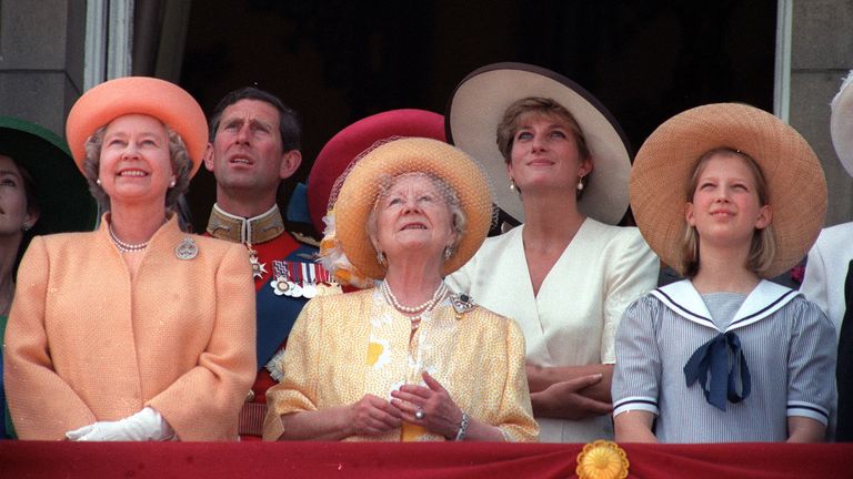 1992
Four generations of the Royal family, L-R : The Queen, The Prince of Wales, The Queen Mother, the Princess of Wales and Lady Gabriella Windsor, daughter of the Prince of Kent.