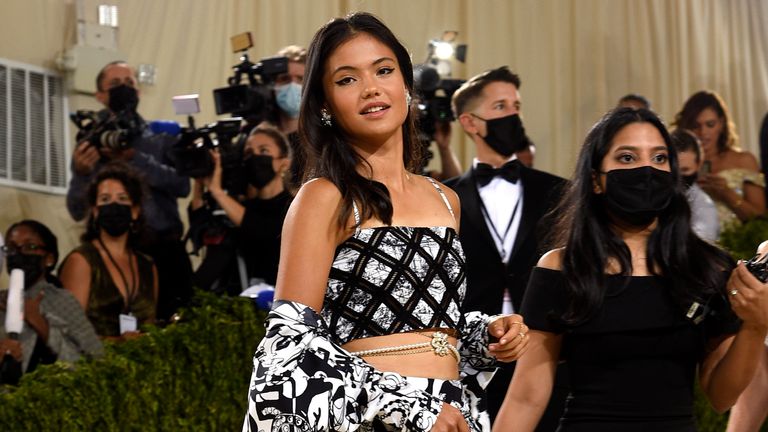 Emma Raducanu at the Met Gala 2021. Pic: AP