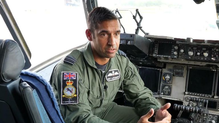 Wing Commander Kev Latchman revealed military air traffic controllers had been praying for him when they saw his C-17 transport aircraft hurtling towards a line of three vehicles that had taken a wrong turn while trying to reach another evacuation flight.