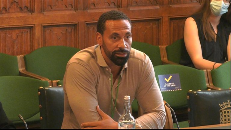 Rio Ferdinand speaks to MPs at a Joint Committee hearing