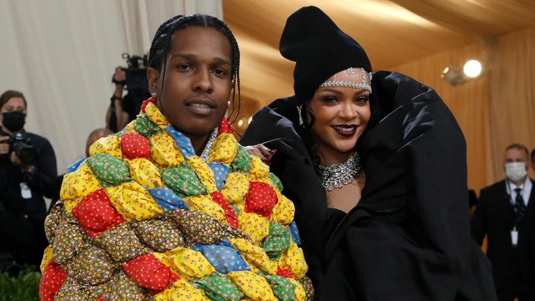 Metropolitan Museum of Art Costume Institute Gala - Met Gala - In America: A Lexicon of Fashion - Arrivals - New York City, U.S. - September 13, 2021. ASAP Rocky and Rihanna. REUTERS/Mario Anzuoni
