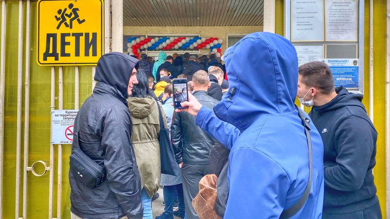 A polling station in Moscow&#39;s central Arbat district