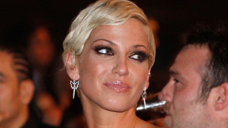 Singer Sarah Harding from British band Girls Aloud the Brit Awards 2009 ceremony at Earls Court exhibition centre in London, England, Wednesday, Feb. 18, 2009. (AP Photo/MJ Kim)