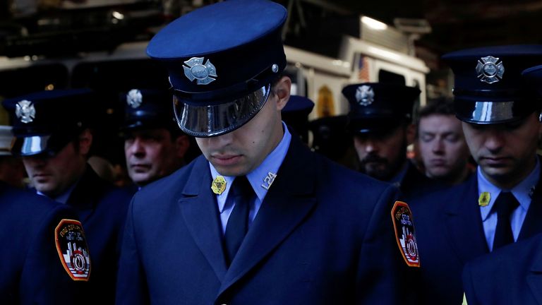 New York firefighters on the 20th anniversary of 9/11