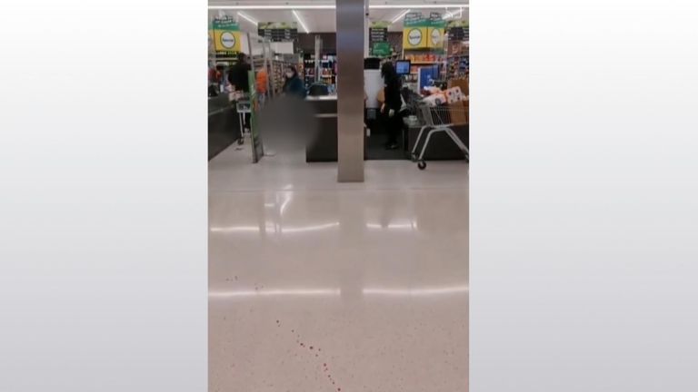 A trail of blood could be seen on the supermarket floor