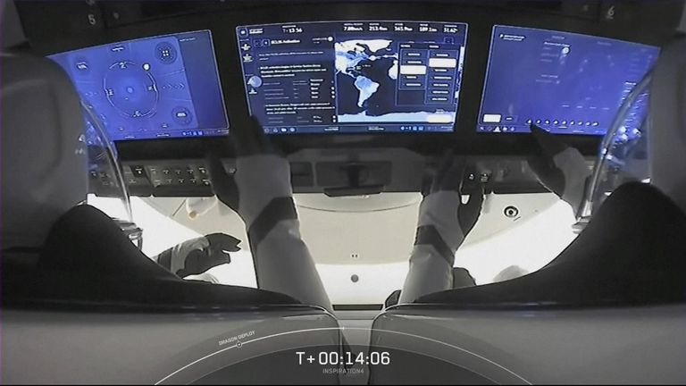 The touchscreen control panels in the capsule allow the crew to monitor telemetry