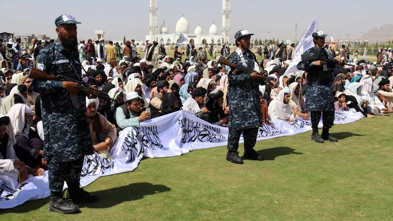 Taliban forces rally to celebrate the withdrawal of US forces in Kandahar, Afghanistan, 01 September 2021  Pic: EPA-EFE/Shutterstock