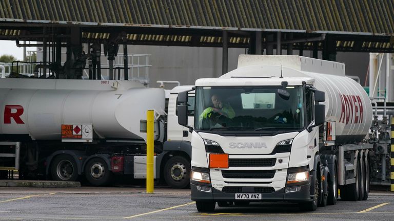 Fuel tankers at a Shell oil depot in Kingsbury, Warwickshire. 