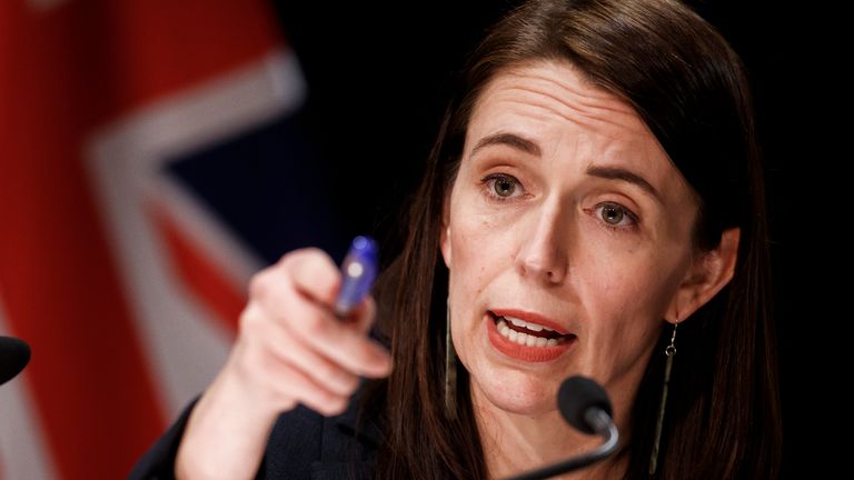 New Zealand Prime Minister Jacinda Ardern addresses a press conference following the Auckland supermarket terror attack at parliament in Wellington, New Zealand, Friday, Sept. 3, 2021. New Zealand authorities say they shot and killed a violent extremist after he entered a supermarket and stabbed and injured six shoppers. Ardern described Friday&#39;s incident as a terror attack. (Robert Kitchin/Pool Photo via AP)