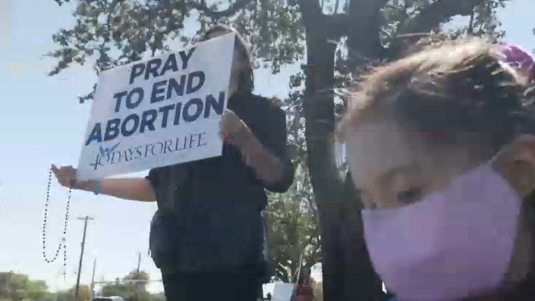 Pro-life protesters outside Planned Parenthood after the abortion ban.