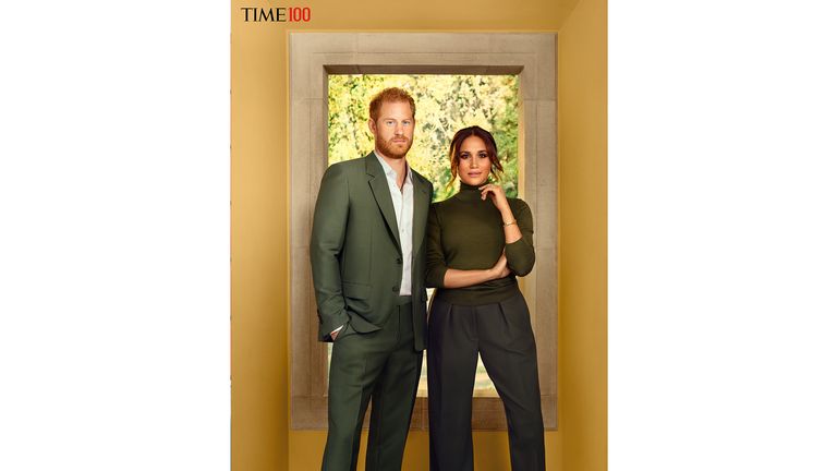 TIMES 100 - Meghan and Harry 
MUST ADHERE to.ONE TIME USE ONLy
MUST CREDT: Photograph by Pari Dukovic for TIME.
Please include credit to TIME / TIME100 in your coverage, along with mandatory photographer credit
Do not alter or crop the images in any way

TIME LOGOI must remain into the corner of the image
The TIME100 is an annual list of the 100 most influential people in the world, and it features pairings of the influential people and guest contributors that TIME selects to write about them. 