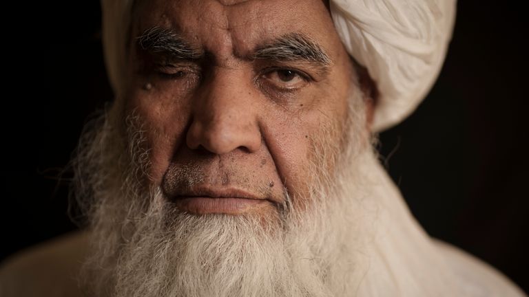 Taliban leader Mullah Nooruddin Turabi poses for a photo in Kabul, Afghanistan, Wednesday, Sept. 22, 2021. Pic: AP