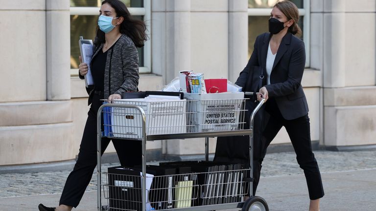 Members of the prosecution team arrive for singer R. Kelly&#39;s sex abuse trial at Brooklyn&#39;s Federal District Court in New York City, U.S