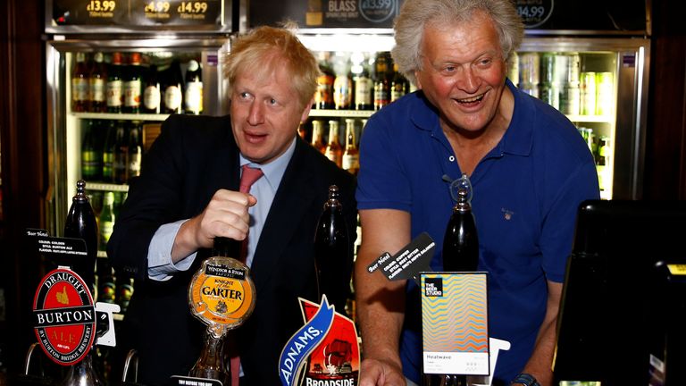 File Photo - Conservative Party leadership candidate Boris Johnson during a visit to Wetherspoons Metropolitan Bar in London with Tim Martin, Chairman of JD Wetherspoon.
