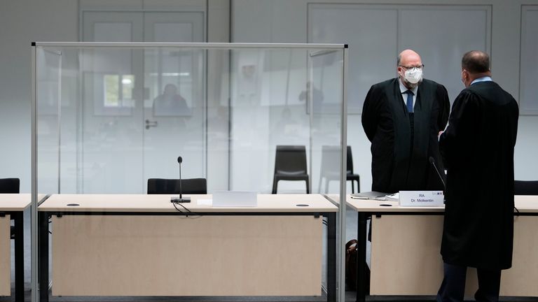 96-year-old Irmgard Furchner is set to g on trial at at the court in Itzehoe, Germany, today, although her seat remained empty