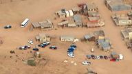 Aerials of the film location where Alec Baldwin shot a woman with a prop