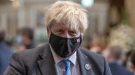 Prime Minister Boris Johnson attends a service to mark the centenary of Northern Ireland at St Patrick&#39;s Cathedral in Armagh. Picture date: Thursday October 21, 2021.