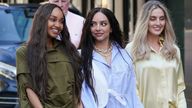 Little Mix (L-R): Leigh-Anne Pinnock, Jade Thirlwall and Perrie Edwards arriving at the studios of Global Radio in London