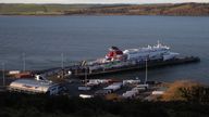 The Stena Superfast VIII at Loch Ryan Port ahead of its departure to Belfast as the UK leaves the single market and customs union.

