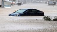 The conditions caused flooding on main routes in Muscat, Oman