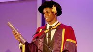 Rashford, 23, became the youngest recipient of an honorary doctorate from the university. Pic: Manchester United