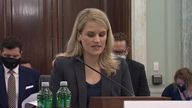  Frances Haugen, a former Facebook employee, arrives to testify during the Senate Commerce, Science and Transportation Subcommittee on Consumer Protection, Product Safety, and Data Security hearing titled "Children's Online Safety-Facebook Whistleblower," in Russell Building 